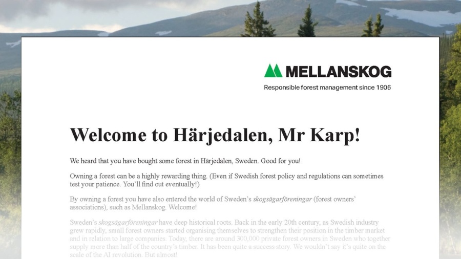 Efter skogsköpet: Mellanskog skriver brev till Alexander Karp